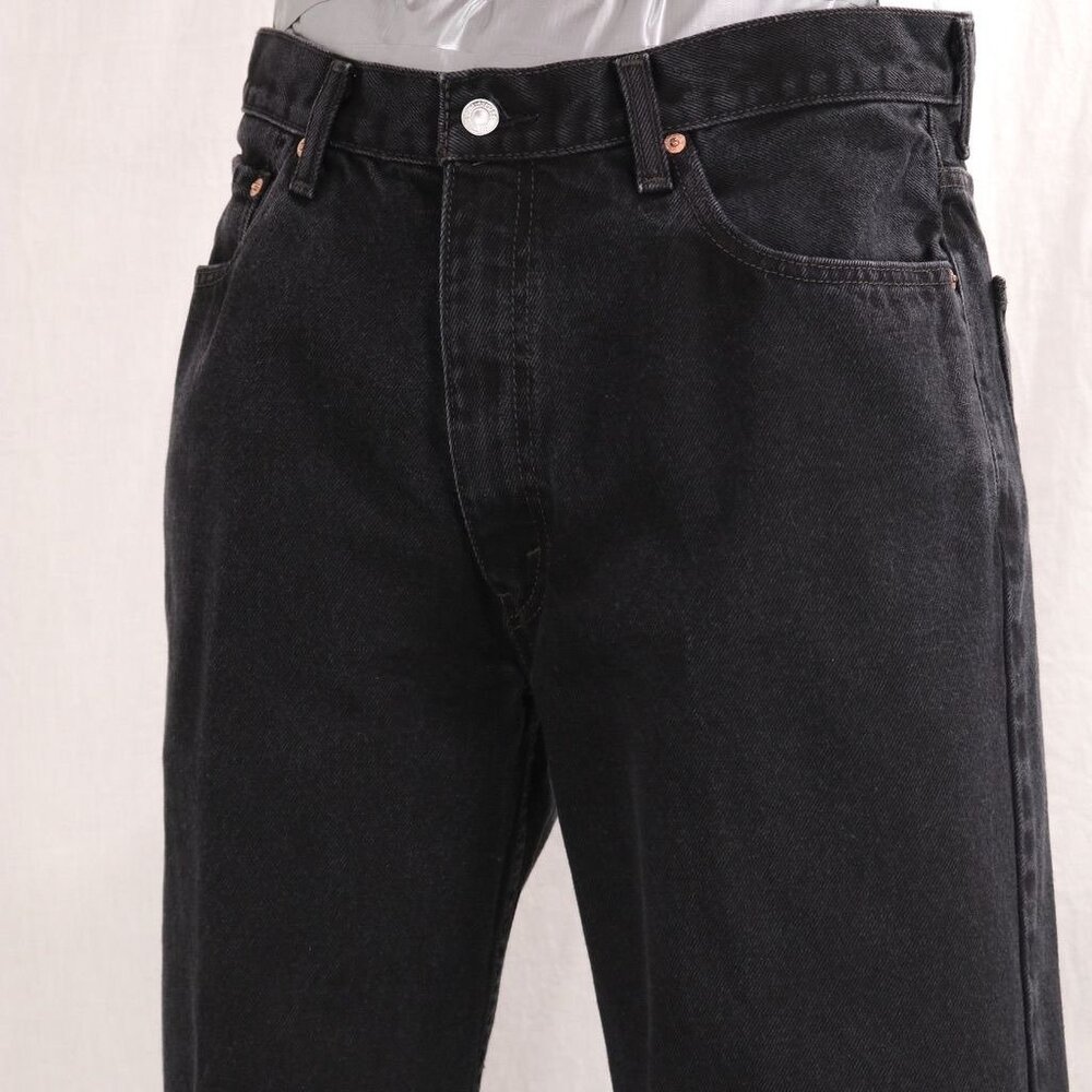 Levis 550 Jean Men 38 x 30 Grunge Black Relaxed Fit Straight Leg Goth Denim VTG - Picture 10 of 13